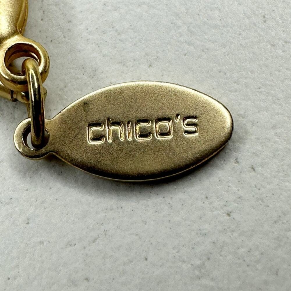Chico's Teal Green Charm Dangle Gold Tone Necklace ✨ - Picture 3 of 11